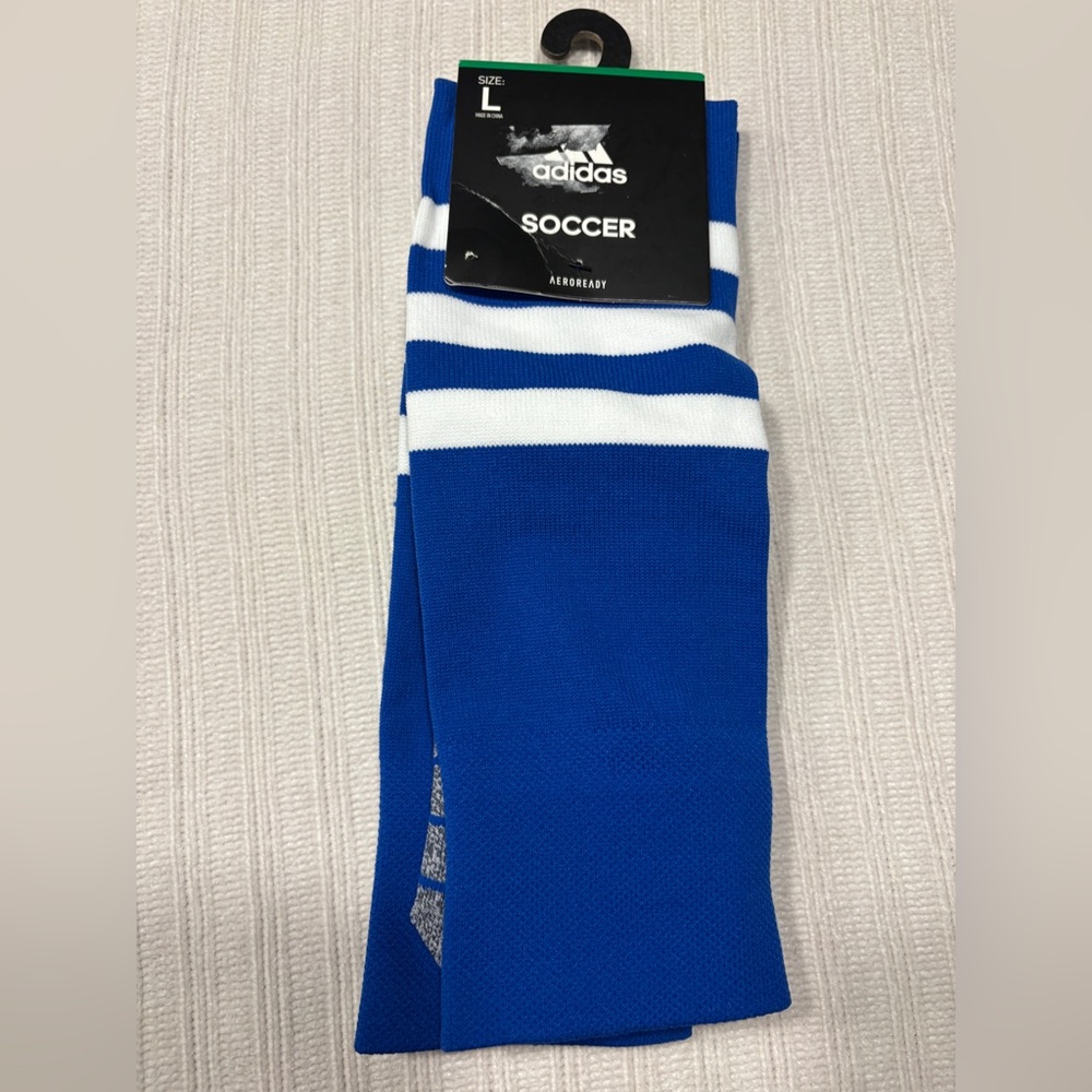 NWT! Adidas Men's Royal Blue Aeroready Soccer Socks
